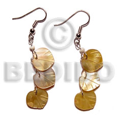 dangling 15mm triple brownlip heart leaf - Shell Earrings