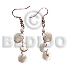 hand made Dangling triple 10mm round hammershell Shell Earrings
