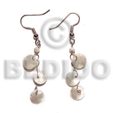 Dangling triple 10mm round hammershell Shell Earrings