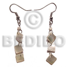 dangling  8mm hammershell triple diamond - Shell Earrings