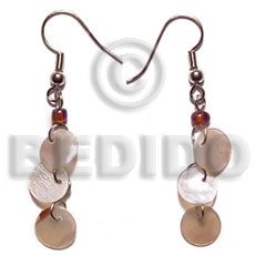 Dangling triple 10mm round hammershell Shell Earrings