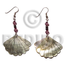 dangling blacklip scallop 25mmx35mm  2-3mm coco Pokalet./acrylic crystals - Shell Earrings