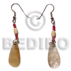 Dangling 25mmx10mm brownlip teardrop Shell Earrings