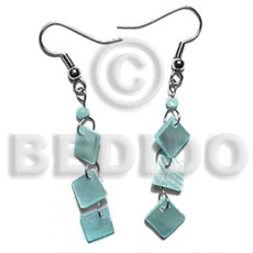 Dangling 8mm aqua blue Shell Earrings