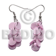 dangling multiple pastel pink round 8mm kabibe / 9 pcs. - Shell Earrings