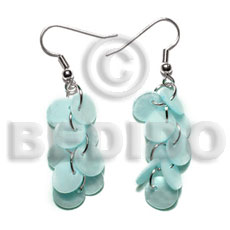 dangling multiple aqua blue round 8mm kabibe / 9 pcs. - Shell Earrings