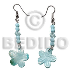 Dangling 20mm aqua blue hammershell Shell Earrings