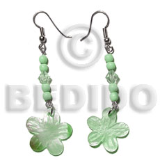 Dangling 20mm pastel green hammershell Shell Earrings