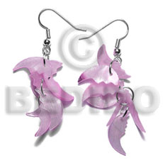 dangling 17mmx8mm pastel pink hammershell 7pcs. quarter moon - Shell Earrings