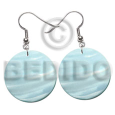 hand made 30mm aqua blue round kabibe Shell Earrings