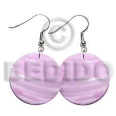 30mm pastel pink round kabibe shell - Shell Earrings