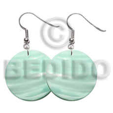 hand made 30mm pastel green round kabibe Shell Earrings