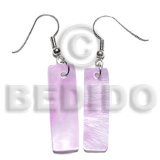 Dangling 30x10mm lilac hammershelll bar Shell Earrings