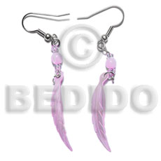 Dangling 10x40mm lilac hammershell leaf Shell Earrings