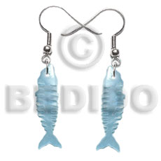 hand made 35mm pastel blue fishbone hammershell Shell Earrings