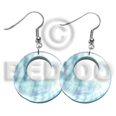 hand made Dangling 35mm aqua round hammershell Shell Earrings