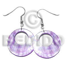 hand made Dangling 35mm lilac round hammershell Shell Earrings