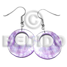 dangling 35mm lilac round hammershell - Shell Earrings