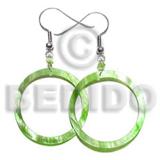 hand made Dangling lime green hammershell Shell Earrings