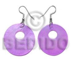 hand made Dangling 35mm lilac hammershell Shell Earrings