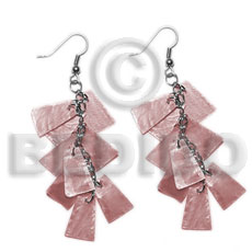 Dangling old rose 20mmx15mm capiz Shell Earrings