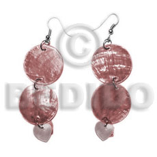 Dangling double round 25mm light Shell Earrings