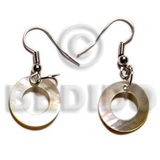 hand made Dangling round 25mm brownlip donut Shell Earrings