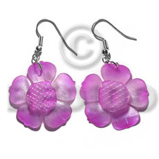 Dangling graduated lavender 30mm hammershell Shell Earrings