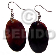 Dangling 40mmx30mm black tab oval Shell Earrings