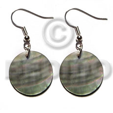 dangling 20mmx20mm round blacklip - Shell Earrings