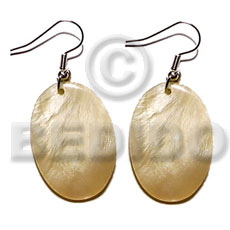 hand made Dangling 35mmx30mm oval melon Shell Earrings