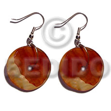 Dangling 25mm round mop Shell Earrings