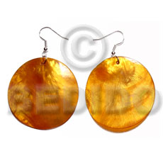 Dangling 35mm round orange hammershell Shell Earrings