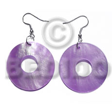 dangling 35mm ring  hammershell / lavender - Shell Earrings