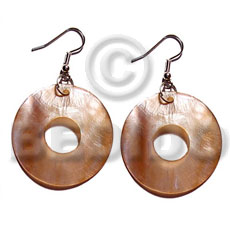 hand made Dangling 35mm ring hammershell Shell Earrings