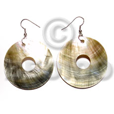 dangling 35mm ring  blacklip shell - Shell Earrings