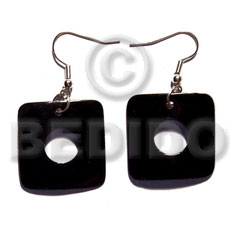 hand made Dangling 35mm square black tab Shell Earrings