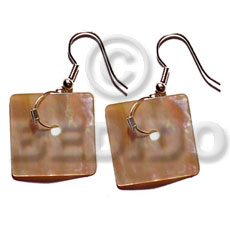 dangling 35mm square brownlip - Shell Earrings