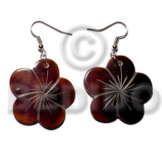 Dangling 35mm flower blacktab Shell Earrings