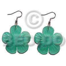 hand made Dangling 35mm hammershell flower Shell Earrings