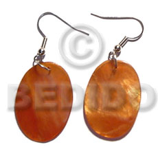 Dangling 35mmx30mm oval orange Shell Earrings