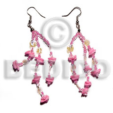 Dangling white rose multicolored Shell Earrings