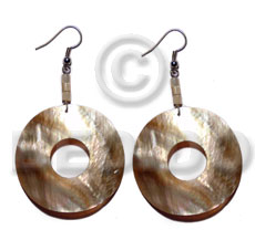 dangling 35mm brownlip ring - Shell Earrings