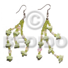 Dangling white rose multicolored Shell Earrings