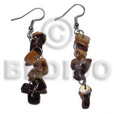 hand made Dangling brownlip square cut Shell Earrings