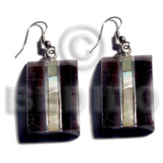 hand made Dangling 33mmx20mm laminated blacktab mop cracking Shell Earrings