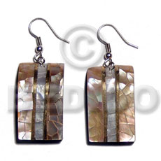 Dangling 33mmx20mm laminated brownlip hammershell cracking Shell Earrings