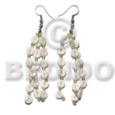 dangling 3 rows white clam - Shell Earrings