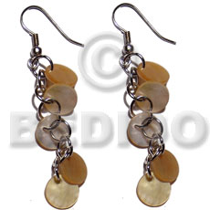 hand made Dangling 5 pcs. 10mm round Shell Earrings