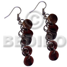 dangling 5 pcs. 10mm round blacktab shells - Shell Earrings